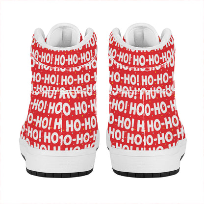Christmas Ho Ho Ho Pattern Print High Top Leather Sneakers