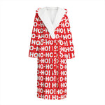 Christmas Ho Ho Ho Pattern Print Hooded Bathrobe