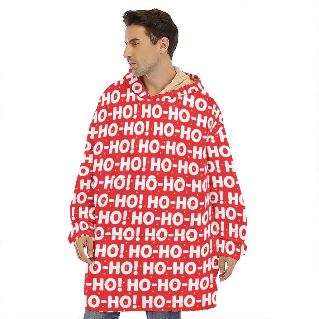 Christmas Ho Ho Ho Pattern Print Hoodie Blanket