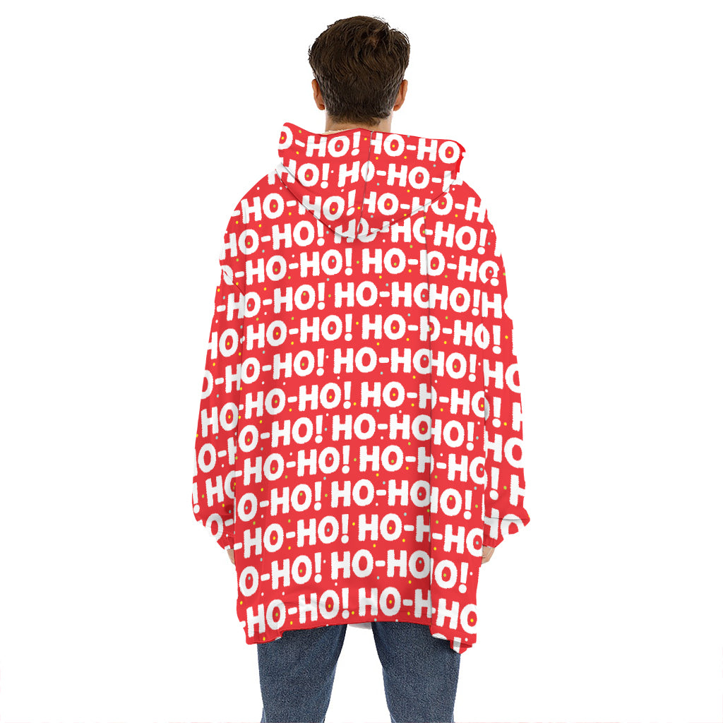 Christmas Ho Ho Ho Pattern Print Hoodie Blanket