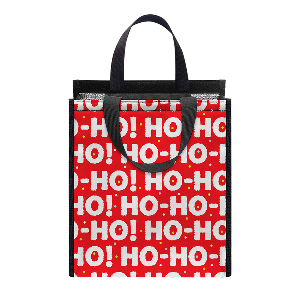Christmas Ho Ho Ho Pattern Print Insulated Lunch Tote