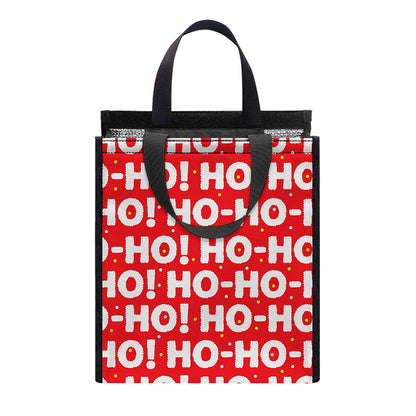 Christmas Ho Ho Ho Pattern Print Insulated Lunch Tote
