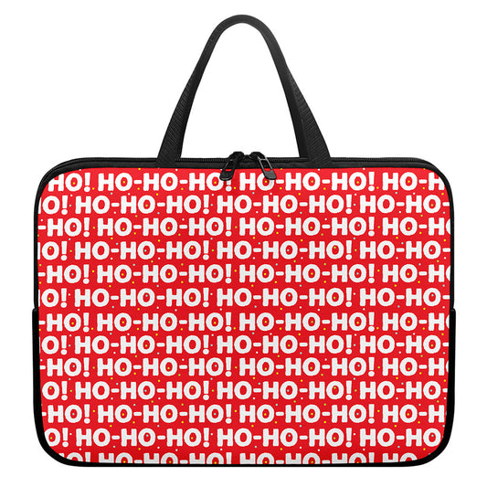 Christmas Ho Ho Ho Pattern Print Laptop Sleeve With Handle