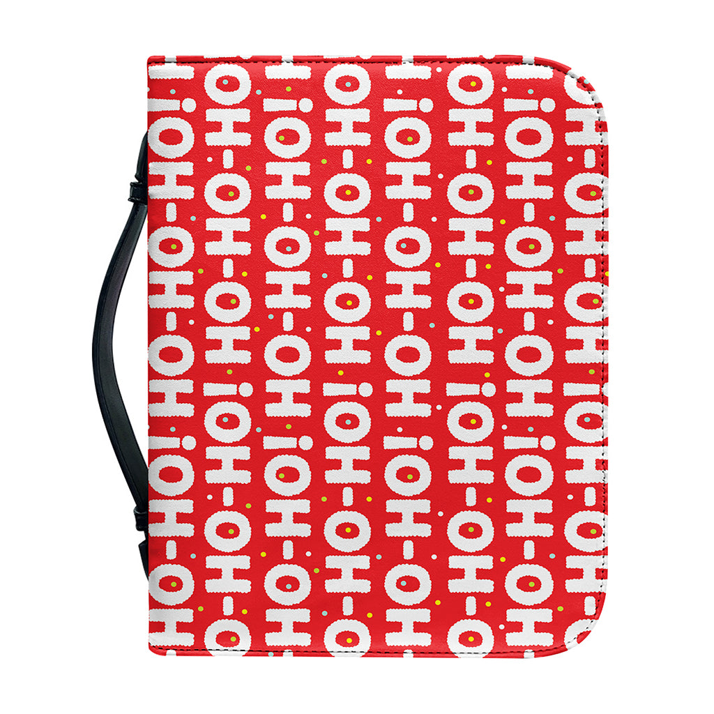 Christmas Ho Ho Ho Pattern Print Leather Bible Cover