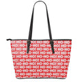 Christmas Ho Ho Ho Pattern Print Leather Tote Bag With Zipper
