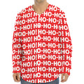 Christmas Ho Ho Ho Pattern Print Long Sleeve Baseball Jersey