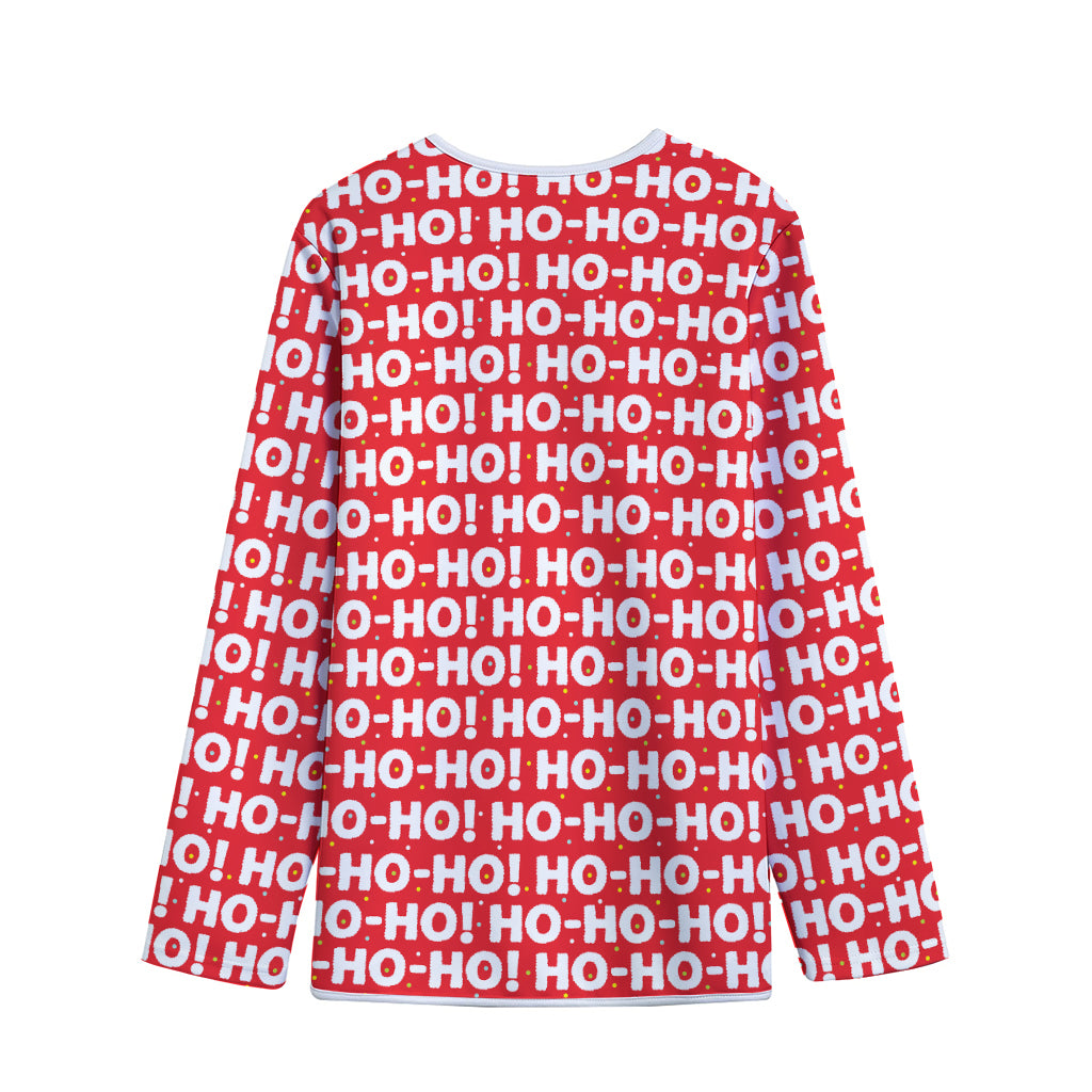 Christmas Ho Ho Ho Pattern Print Long Sleeve Short Coat