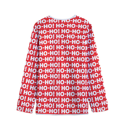 Christmas Ho Ho Ho Pattern Print Long Sleeve Short Coat