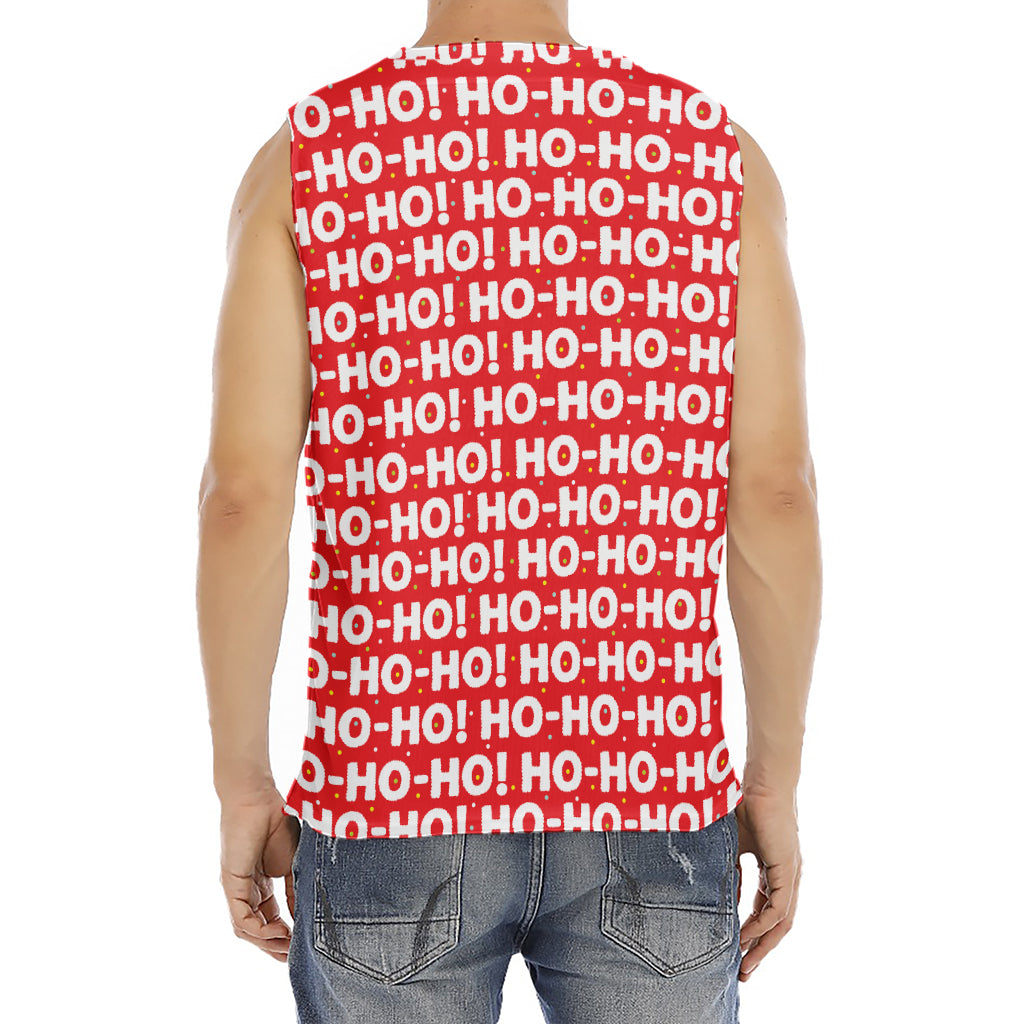 Christmas Ho Ho Ho Pattern Print Men's Fitness Tank Top