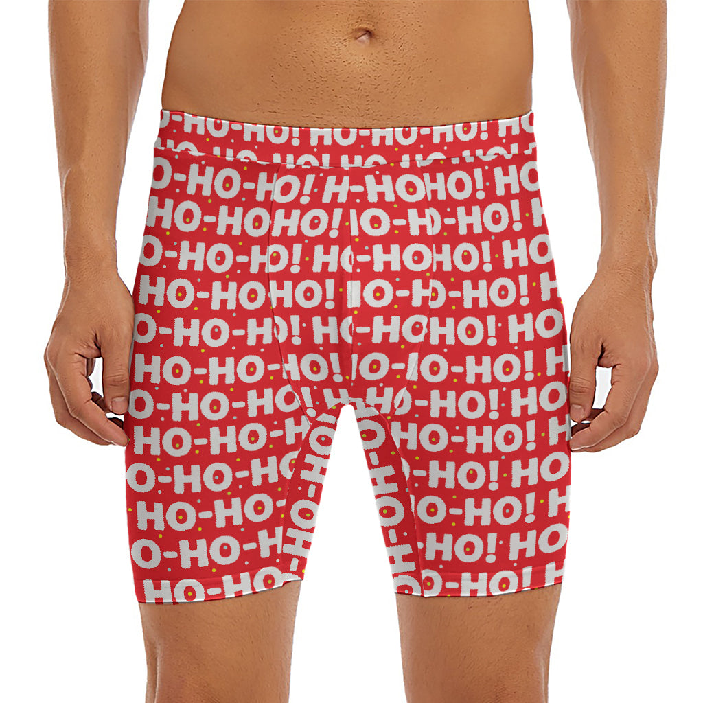 Christmas Ho Ho Ho Pattern Print Men's Long Boxer Briefs