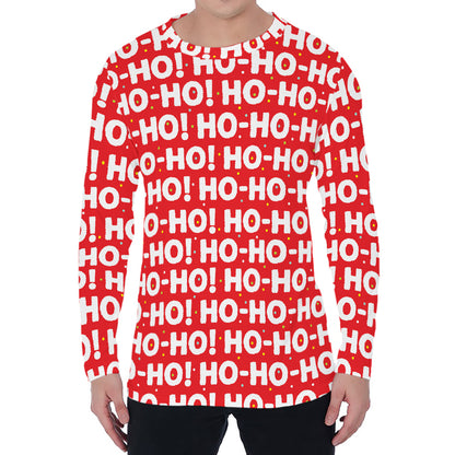 Christmas Ho Ho Ho Pattern Print Men's Long Sleeve T-Shirt