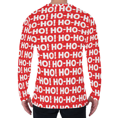 Christmas Ho Ho Ho Pattern Print Men's Long Sleeve T-Shirt