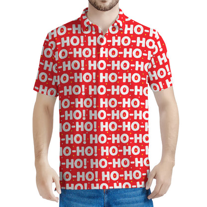 Christmas Ho Ho Ho Pattern Print Men's Polo Shirt