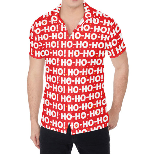 Christmas Ho Ho Ho Pattern Print Men's Shirt