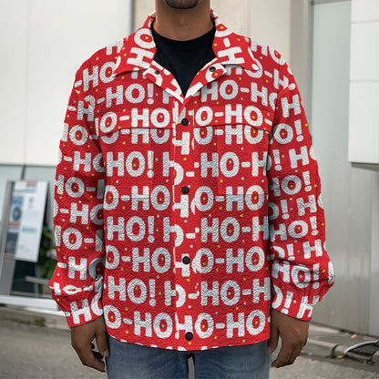 Christmas Ho Ho Ho Pattern Print Men's Shirt Jacket
