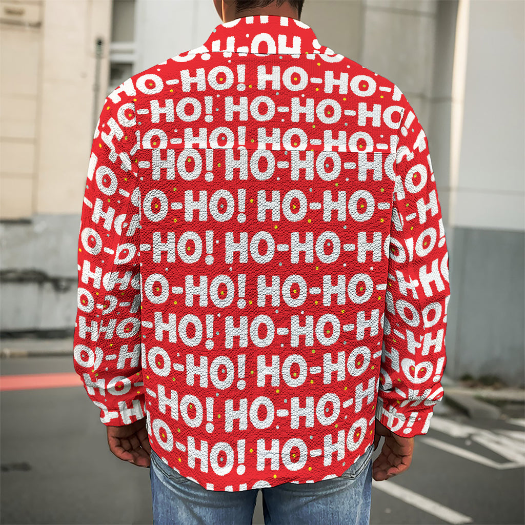Christmas Ho Ho Ho Pattern Print Men's Shirt Jacket