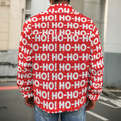 Christmas Ho Ho Ho Pattern Print Men's Shirt Jacket