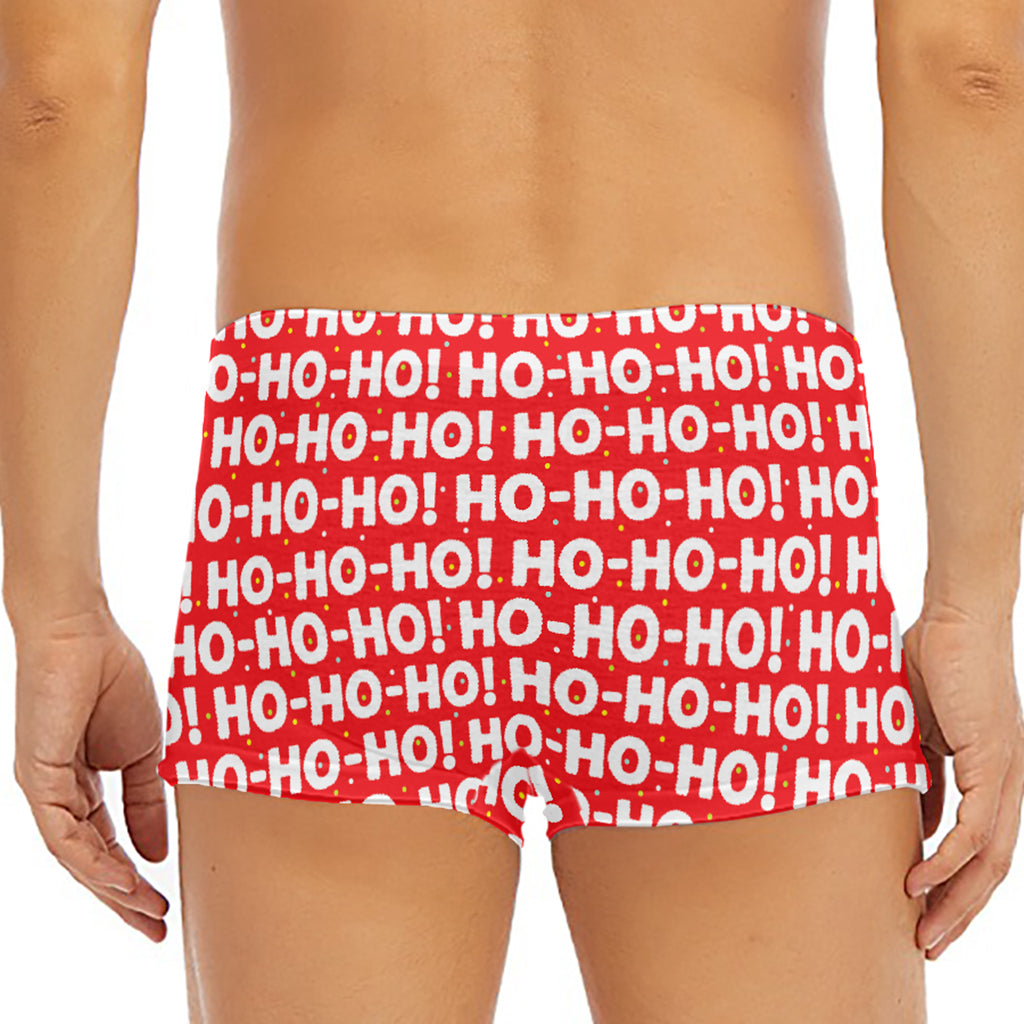 Christmas Ho Ho Ho Pattern Print Men's Short Boxer Briefs
