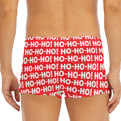 Christmas Ho Ho Ho Pattern Print Men's Short Boxer Briefs