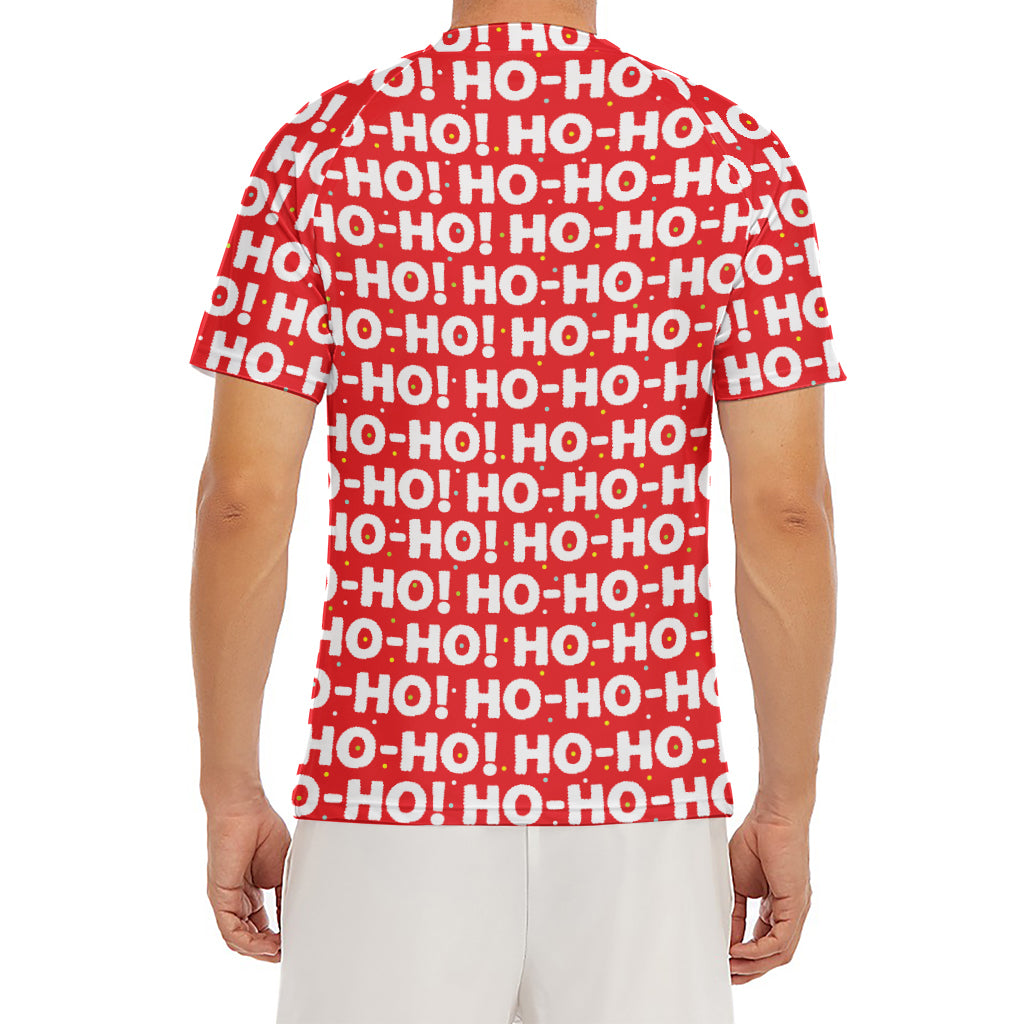 Christmas Ho Ho Ho Pattern Print Men's Short Sleeve Rash Guard