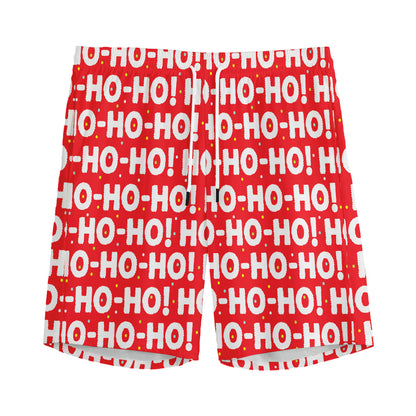 Christmas Ho Ho Ho Pattern Print Men's Sports Shorts