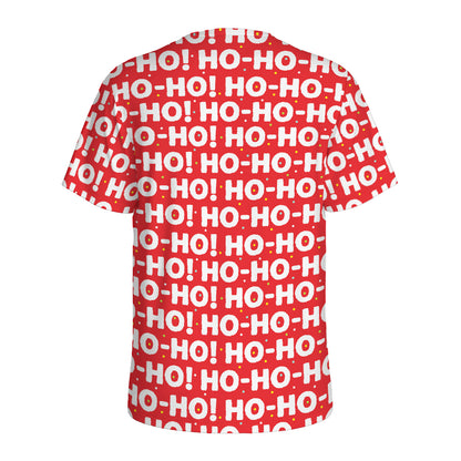 Christmas Ho Ho Ho Pattern Print Men's Sports T-Shirt