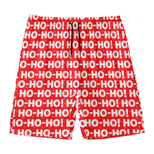 Christmas Ho Ho Ho Pattern Print Men's Swim Trunks