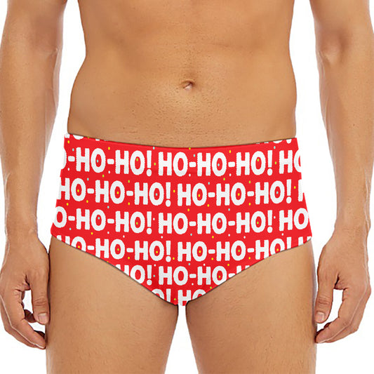 Christmas Ho Ho Ho Pattern Print Men's Triangle Swim Briefs