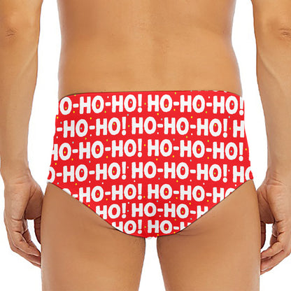 Christmas Ho Ho Ho Pattern Print Men's Triangle Swim Briefs