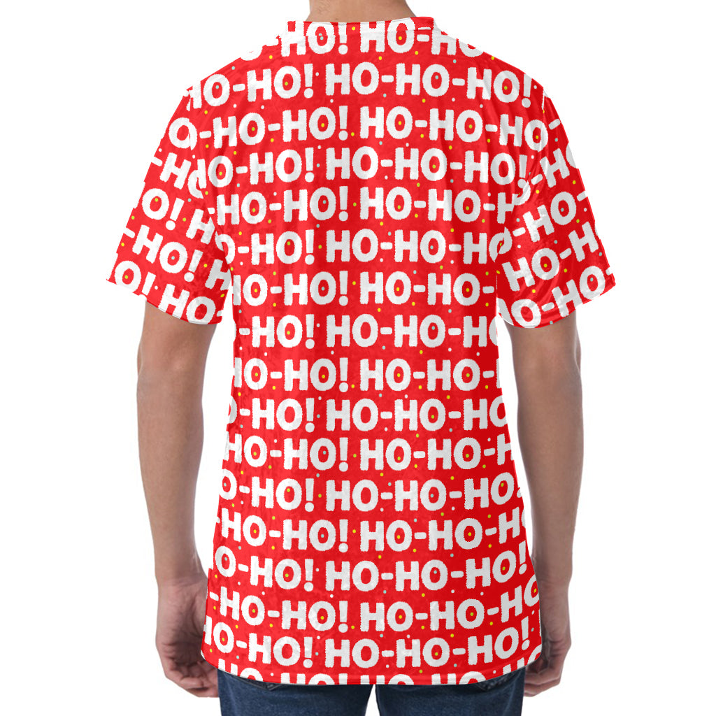 Christmas Ho Ho Ho Pattern Print Men's Velvet T-Shirt