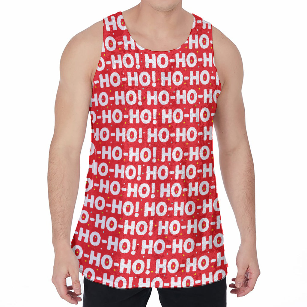 Christmas Ho Ho Ho Pattern Print Men's Velvet Tank Top