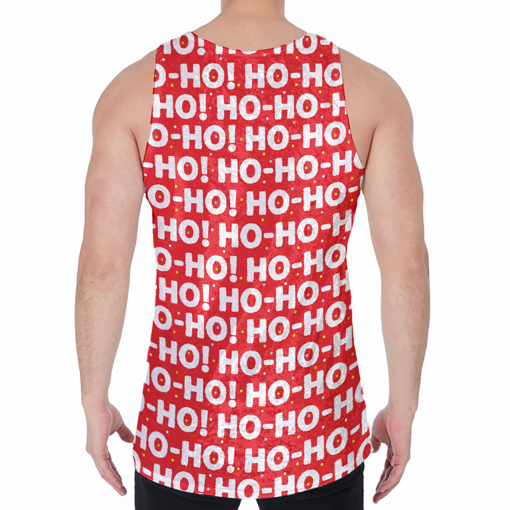 Christmas Ho Ho Ho Pattern Print Men's Velvet Tank Top
