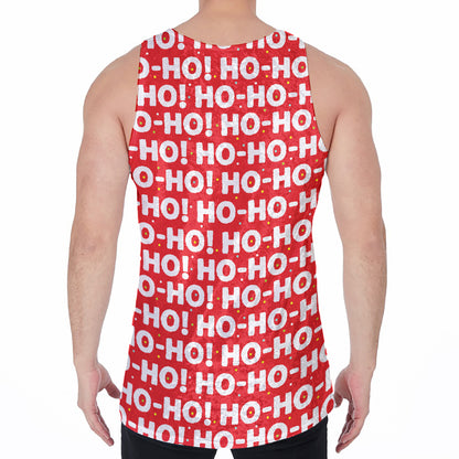 Christmas Ho Ho Ho Pattern Print Men's Velvet Tank Top