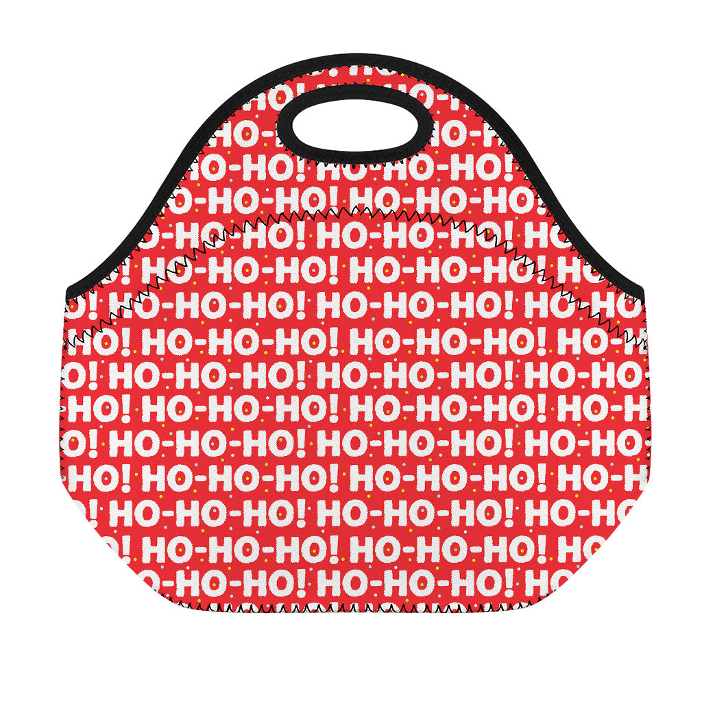 Christmas Ho Ho Ho Pattern Print Neoprene Lunch Bag