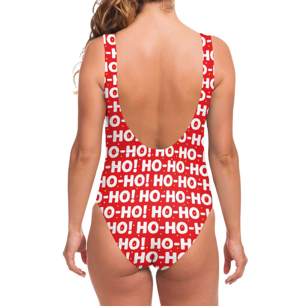 Christmas Ho Ho Ho Pattern Print One Piece Swimsuit
