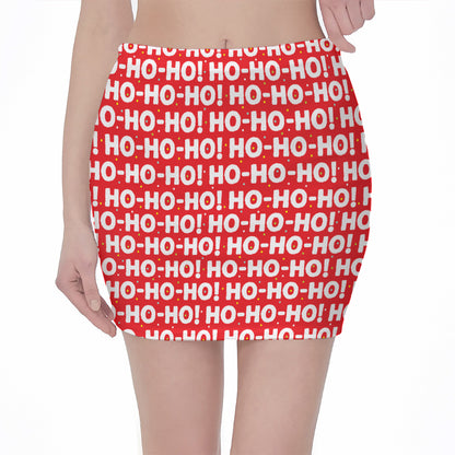 Christmas Ho Ho Ho Pattern Print Pencil Mini Skirt