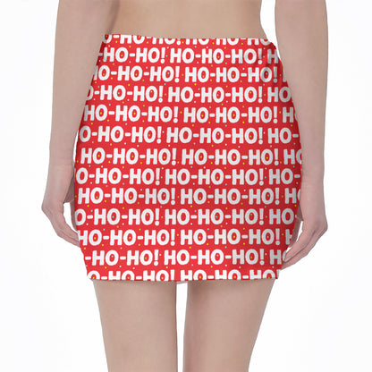 Christmas Ho Ho Ho Pattern Print Pencil Mini Skirt