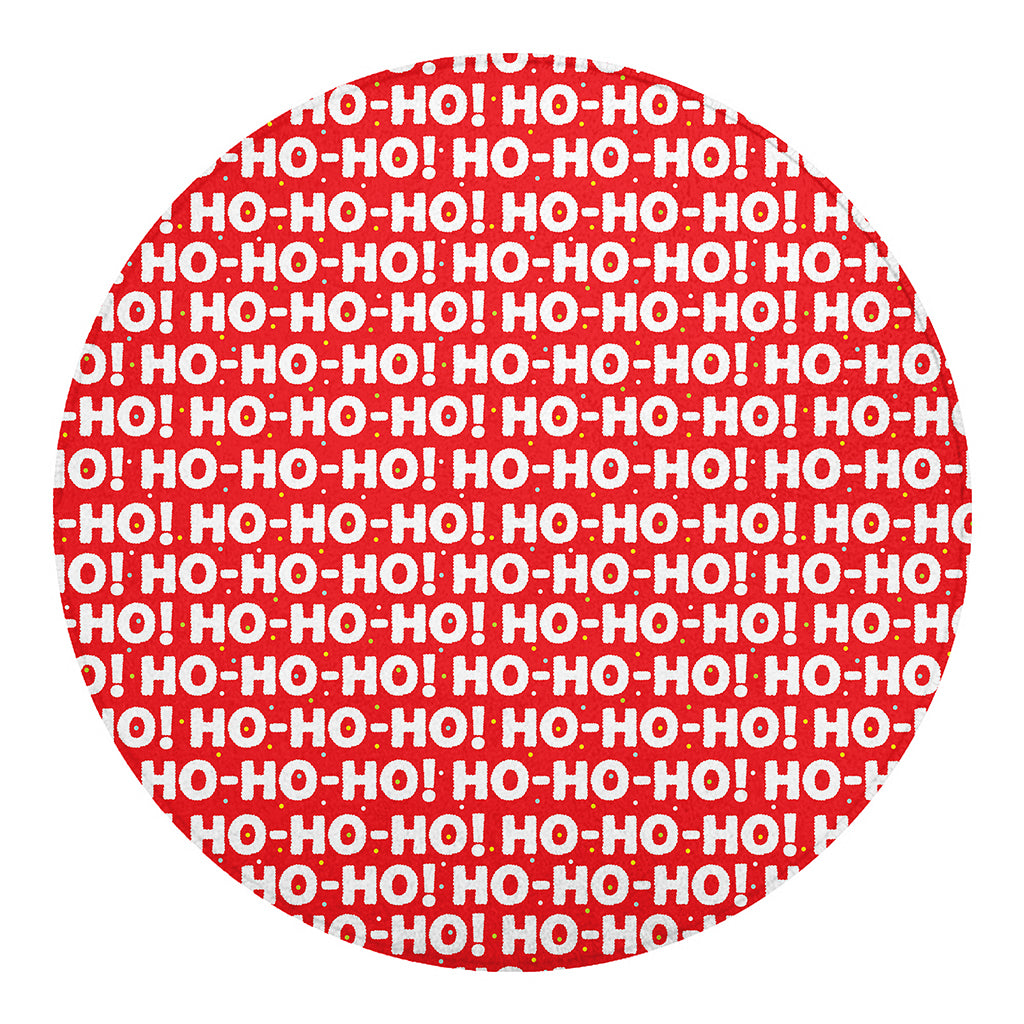 Christmas Ho Ho Ho Pattern Print Round Blanket