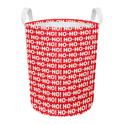 Christmas Ho Ho Ho Pattern Print Round Laundry Basket