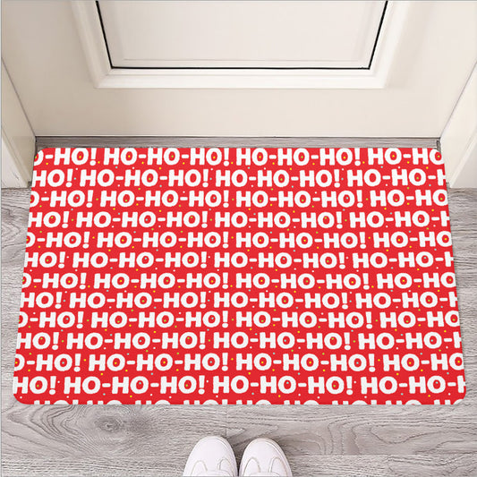 Christmas Ho Ho Ho Pattern Print Rubber Doormat