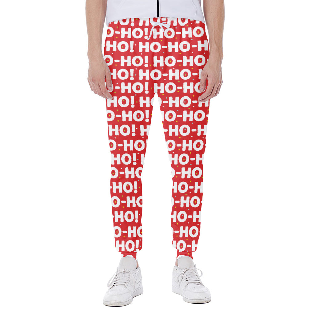 Christmas Ho Ho Ho Pattern Print Scuba Joggers
