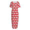 Christmas Ho Ho Ho Pattern Print Short Sleeve Long Nightdress