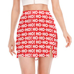 Christmas Ho Ho Ho Pattern Print Side Slit Mini Skirt