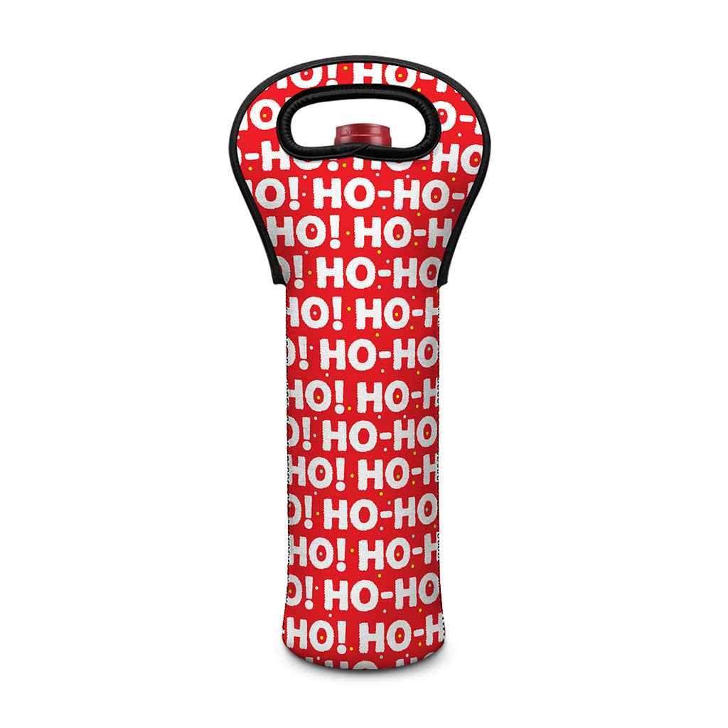 Christmas Ho Ho Ho Pattern Print Single Neoprene Wine Tote
