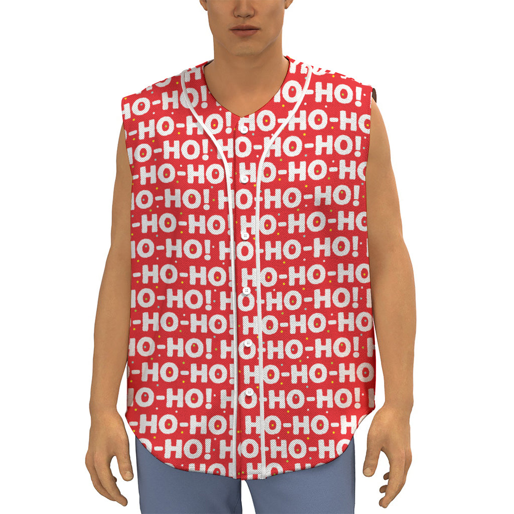 Christmas Ho Ho Ho Pattern Print Sleeveless Baseball Jersey