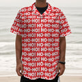 Christmas Ho Ho Ho Pattern Print Textured Short Sleeve Shirt