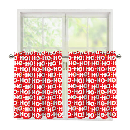 Christmas Ho Ho Ho Pattern Print Tier Curtains