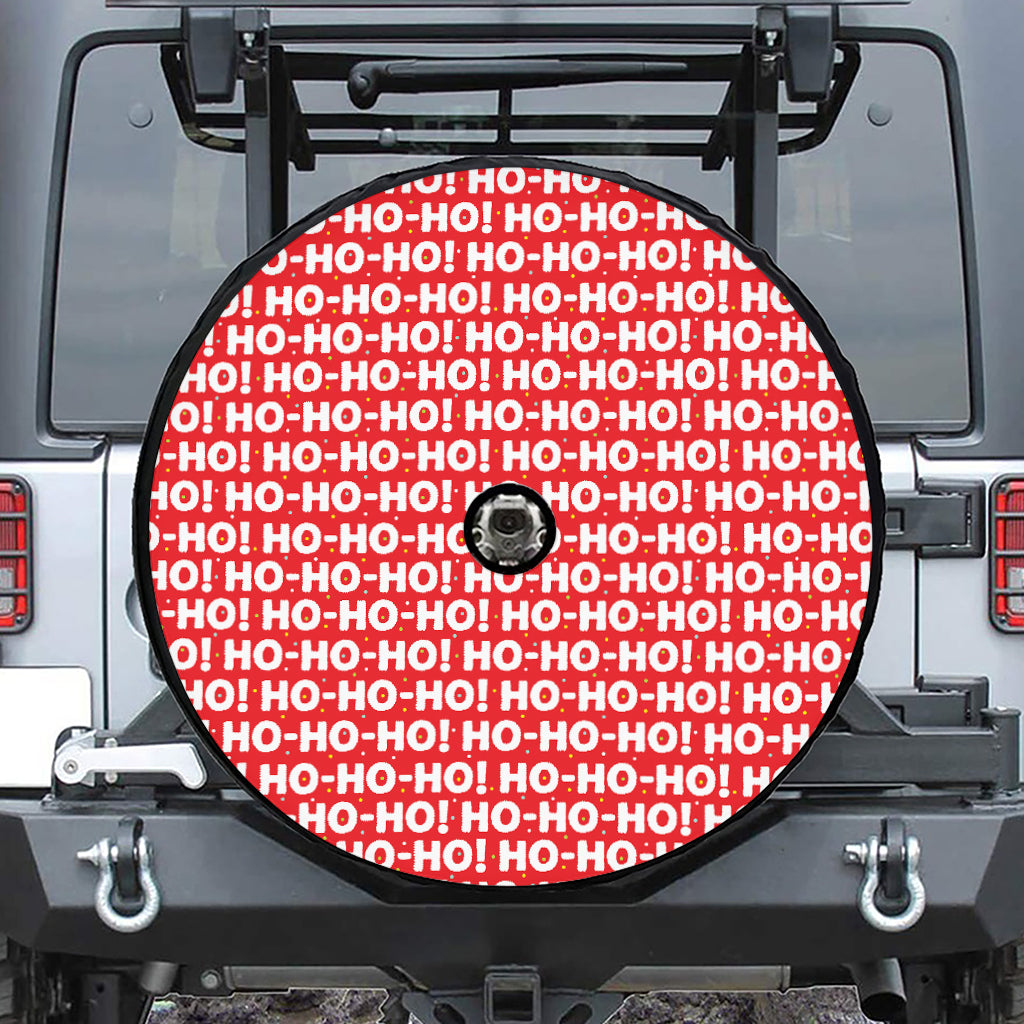 Christmas Ho Ho Ho Pattern Print Tire Cover With Camera Hole