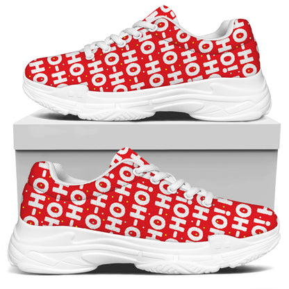 Christmas Ho Ho Ho Pattern Print White Chunky Shoes