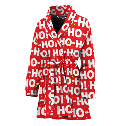Christmas Ho Ho Ho Pattern Print Women's Bathrobe